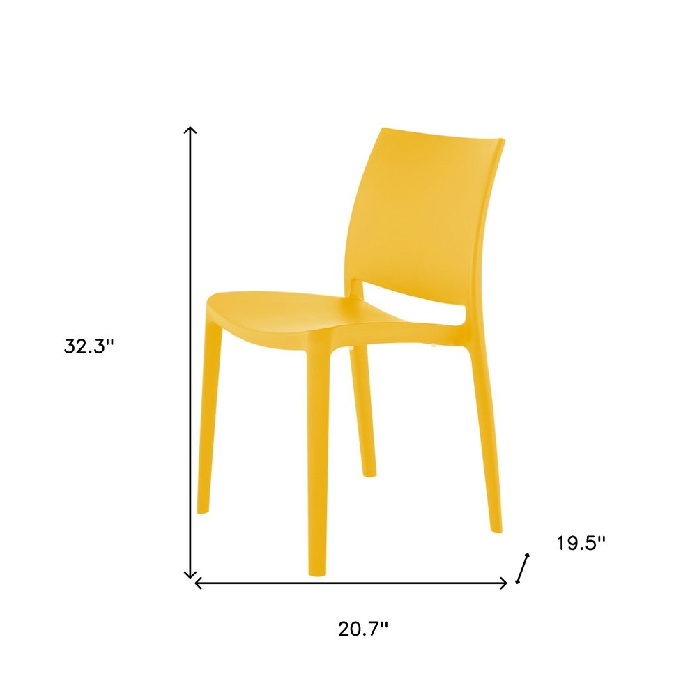 Set of Four Gold Heavy Duty Plastic Outdoor Stacking Dining Chairs