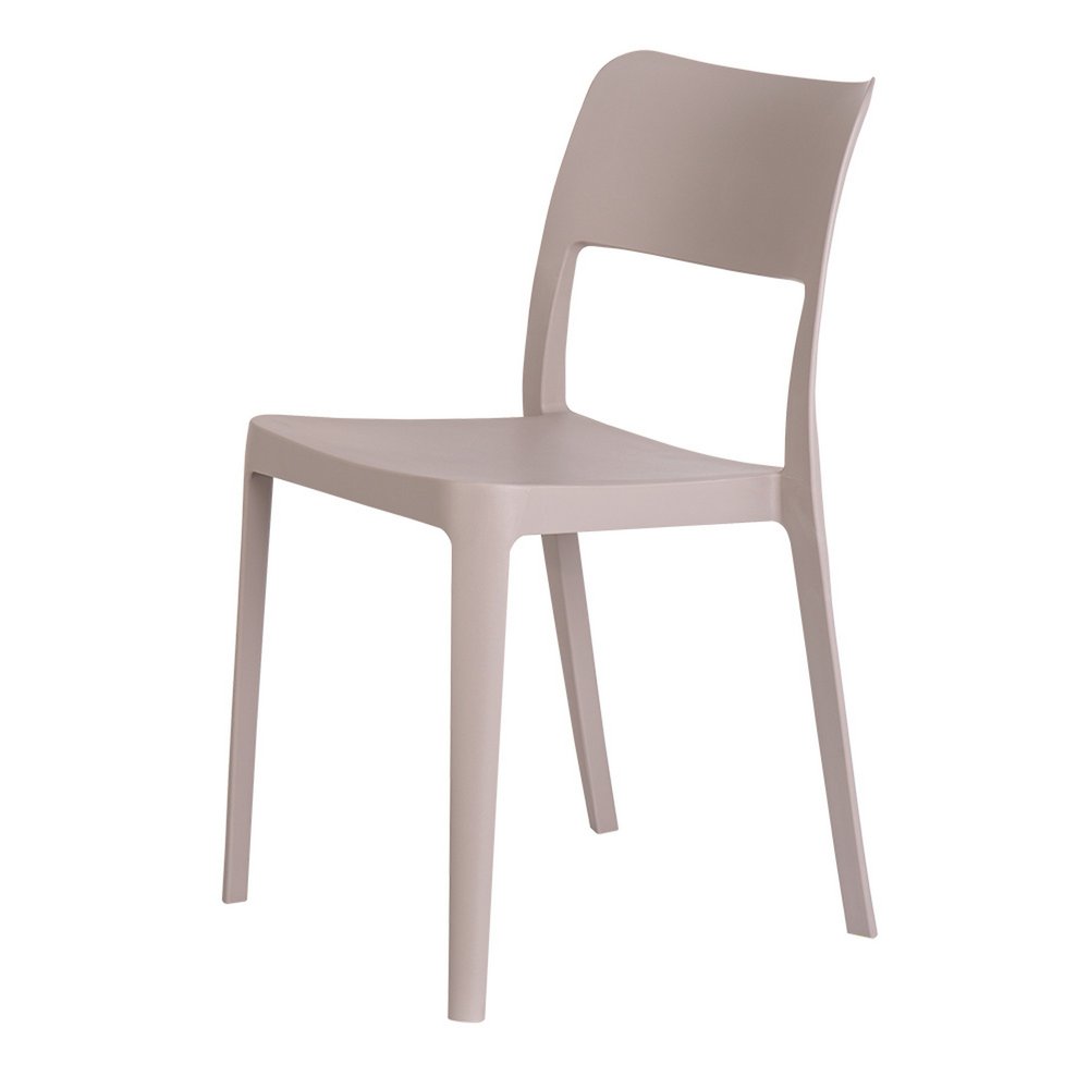 Set of Two Taupe Heavy Duty Plastic Outdoor Stacking Accent Chairs