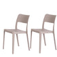 Set of Two Taupe Heavy Duty Plastic Outdoor Stacking Accent Chairs