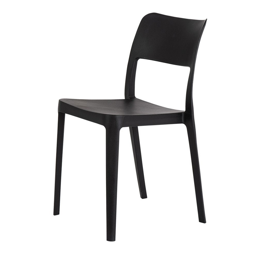 Set of Two Black Heavy Duty Plastic Outdoor Stacking Accent Chairs