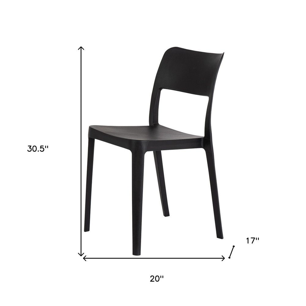 Set of Two Black Heavy Duty Plastic Outdoor Stacking Accent Chairs