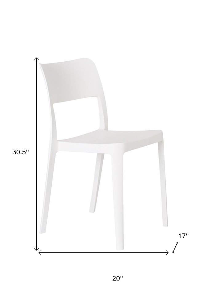 Set of Two White Heavy Duty Plastic Outdoor Stacking Accent Chairs