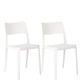 Set of Two White Heavy Duty Plastic Outdoor Stacking Accent Chairs