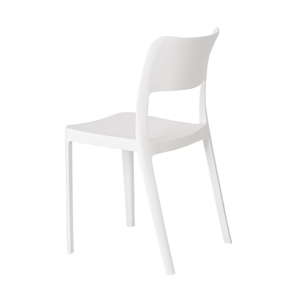 Set of Two White Heavy Duty Plastic Outdoor Stacking Accent Chairs
