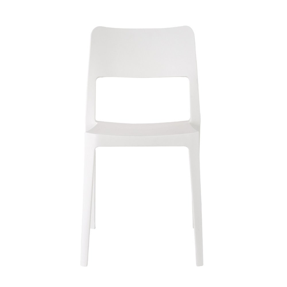 Set of Two White Heavy Duty Plastic Outdoor Stacking Accent Chairs