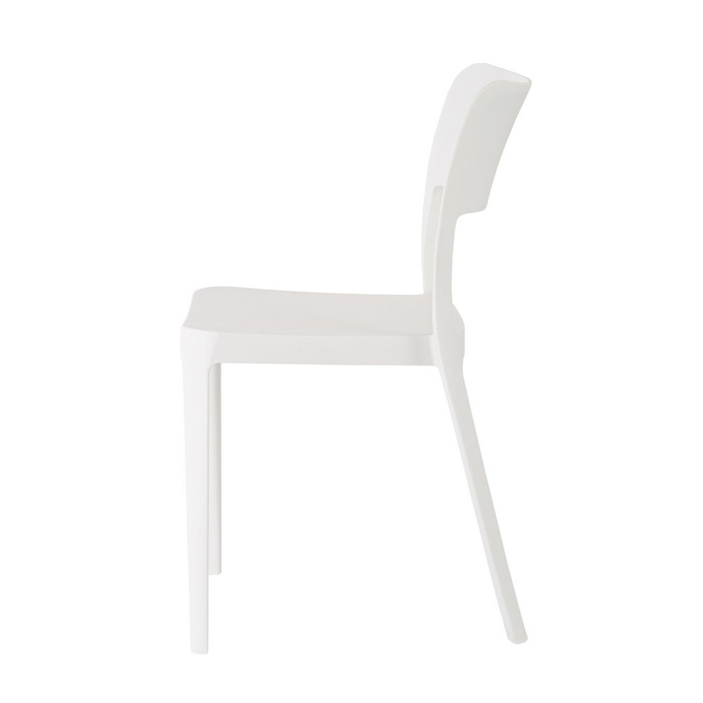 Set of Two White Heavy Duty Plastic Outdoor Stacking Accent Chairs