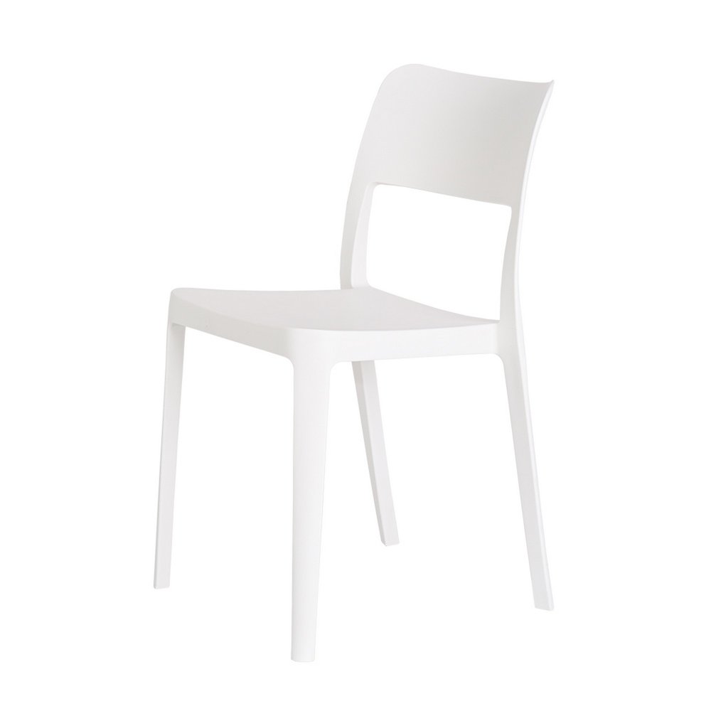 Set of Two White Heavy Duty Plastic Outdoor Stacking Accent Chairs