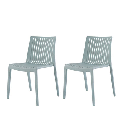 Set of Two Baby Blue Heavy Duty Plastic Outdoor Stacking Accent Chairs