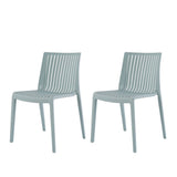 Set of Two Baby Blue Heavy Duty Plastic Outdoor Stacking Accent Chairs