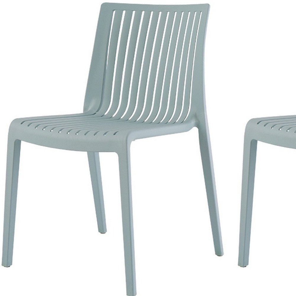 Set of Two Baby Blue Heavy Duty Plastic Outdoor Stacking Accent Chairs