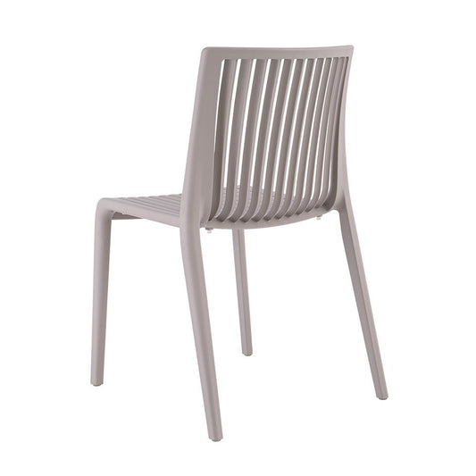Set of Two Taupe Heavy Duty Plastic Outdoor Stacking Accent Chairs