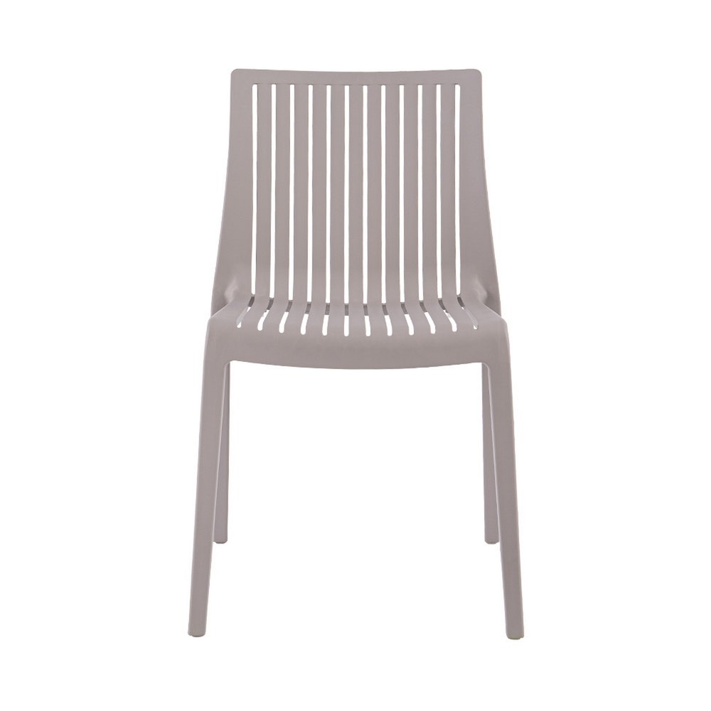 Set of Two Taupe Heavy Duty Plastic Outdoor Stacking Accent Chairs