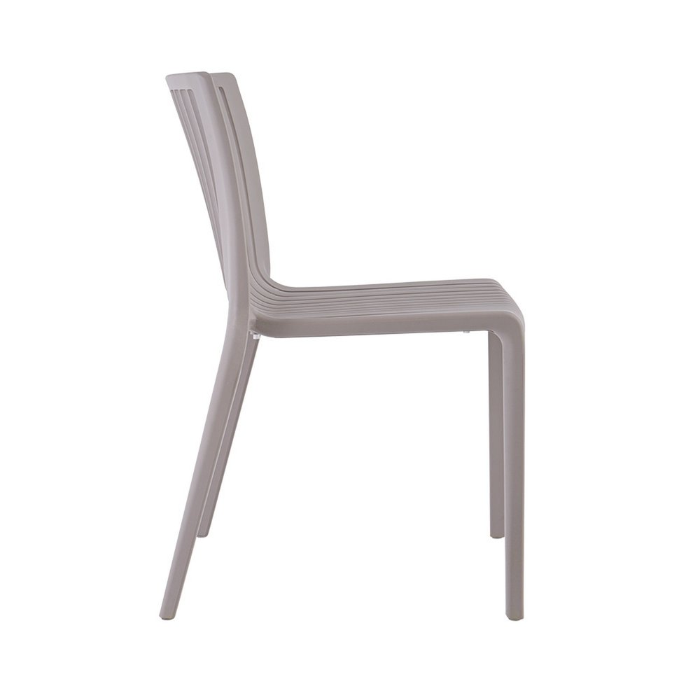 Set of Two Taupe Heavy Duty Plastic Outdoor Stacking Accent Chairs