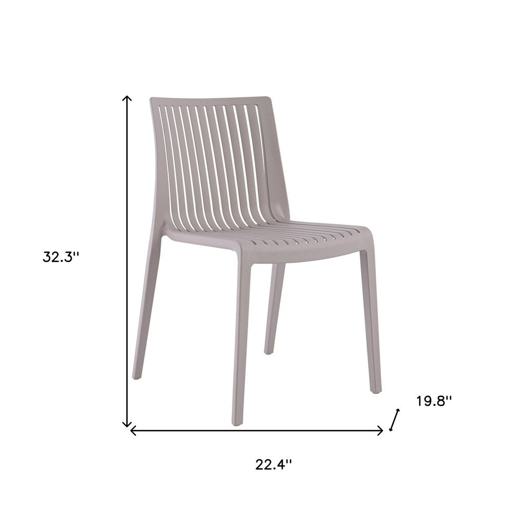 Set of Two Taupe Heavy Duty Plastic Outdoor Stacking Accent Chairs