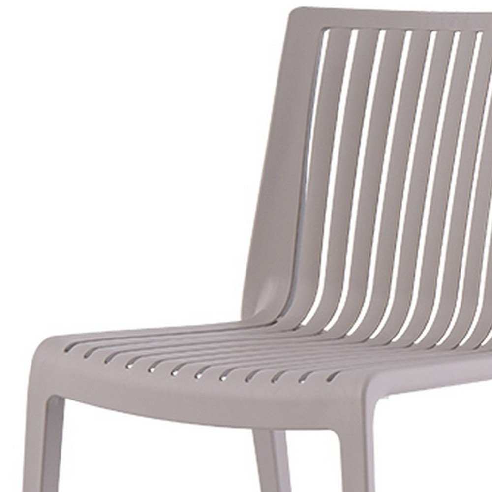 Set of Two Taupe Heavy Duty Plastic Outdoor Stacking Accent Chairs