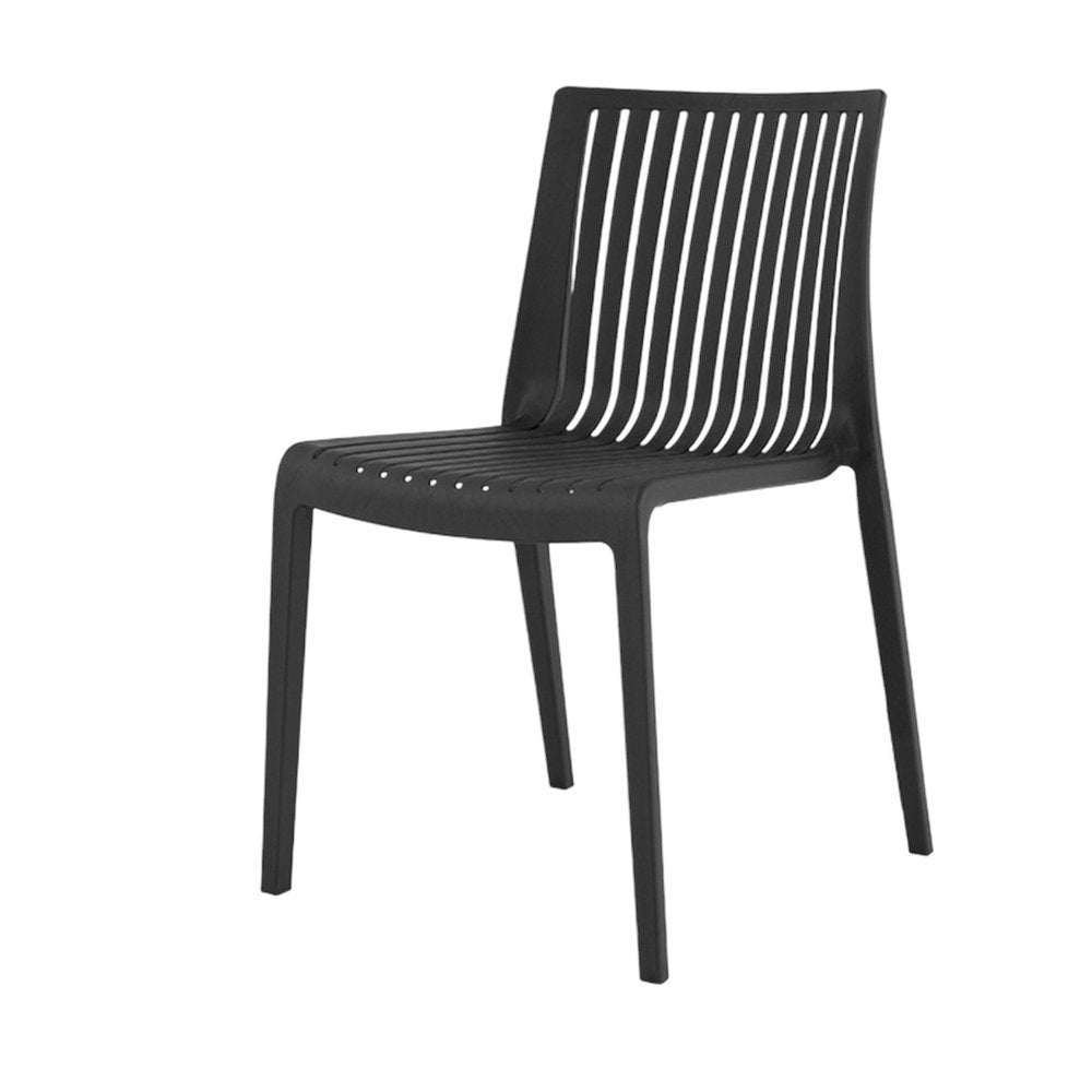 Set of Two Black Heavy Duty Plastic Outdoor Stacking Accent Chairs
