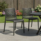 Set of Two Black Heavy Duty Plastic Outdoor Stacking Accent Chairs