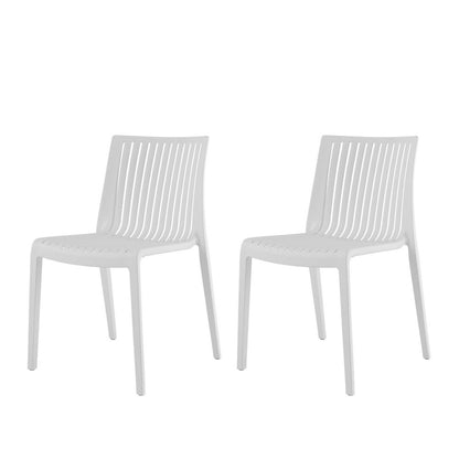 Set of Two White Heavy Duty Plastic Outdoor Stacking Accent Chairs