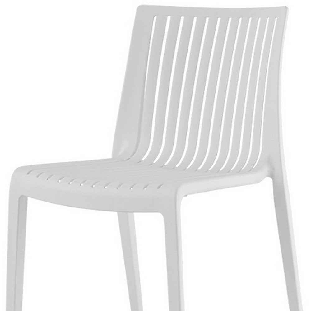 Set of Two White Heavy Duty Plastic Outdoor Stacking Accent Chairs