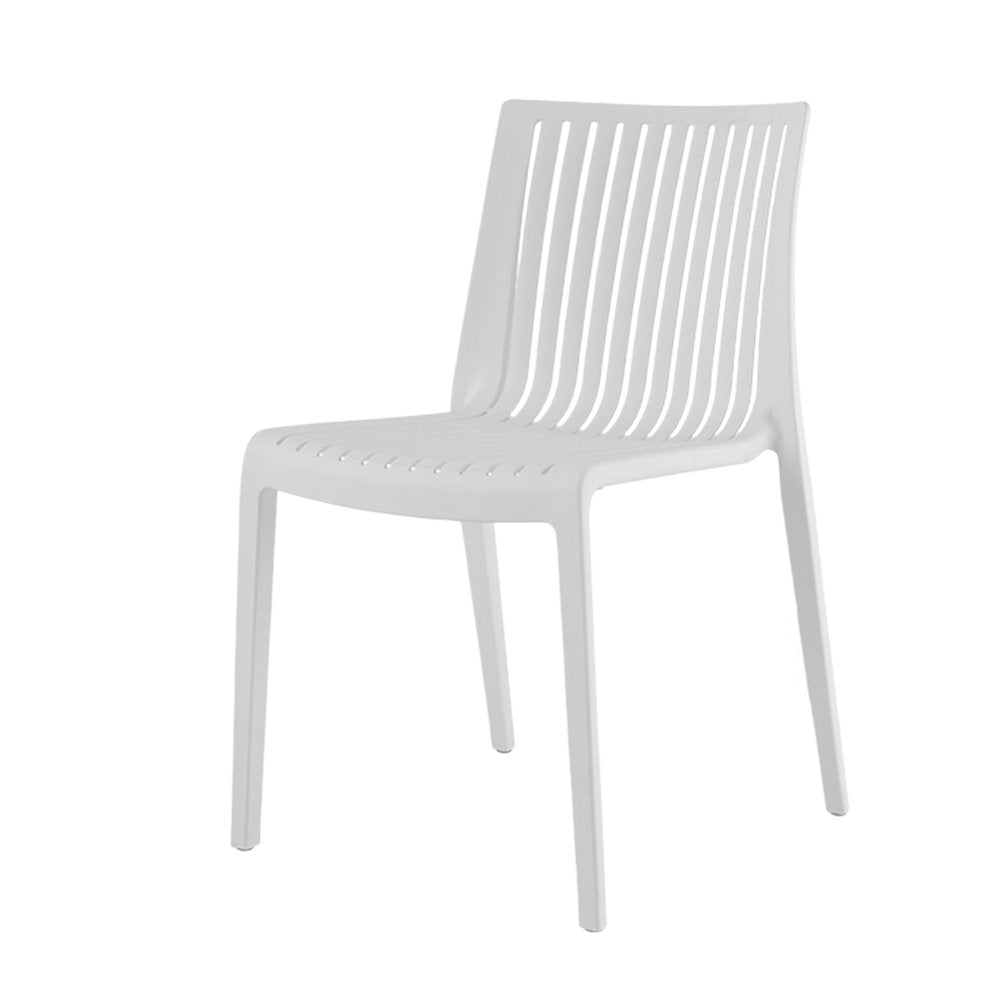 Set of Two White Heavy Duty Plastic Outdoor Stacking Accent Chairs