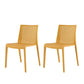 Set of Two Gold Heavy Duty Plastic Outdoor Stacking Accent Chairs