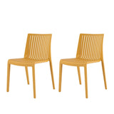 Set of Two Gold Heavy Duty Plastic Outdoor Stacking Accent Chairs