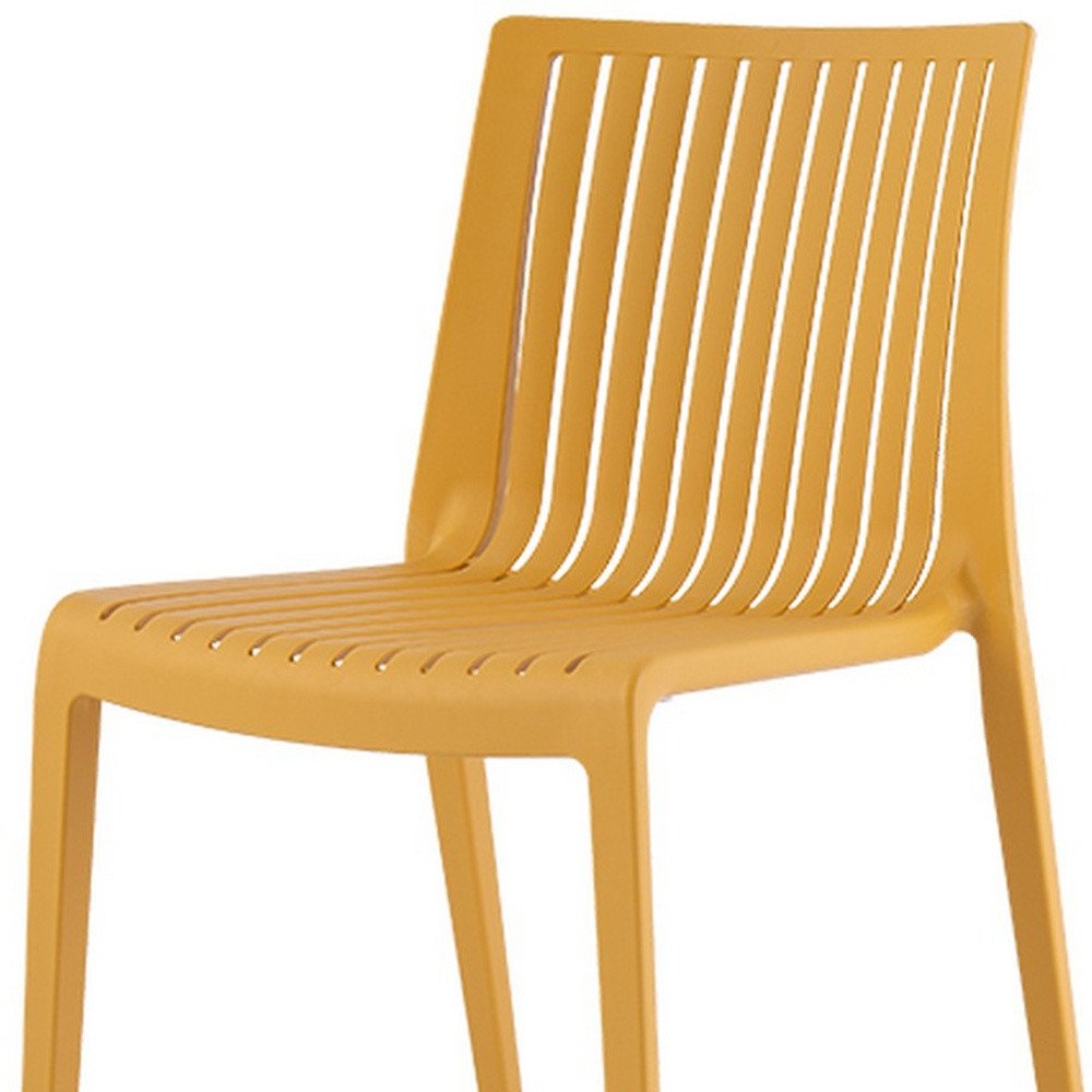 Set of Two Gold Heavy Duty Plastic Outdoor Stacking Accent Chairs