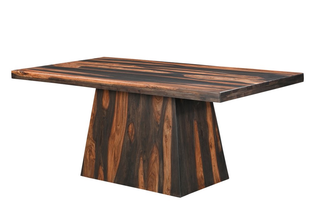75" Brown Solid Wood Pedestal Base Dining Table