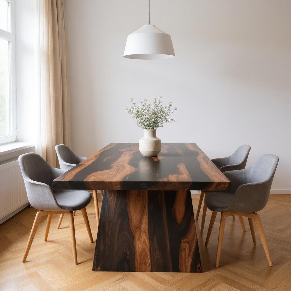 75" Brown Solid Wood Pedestal Base Dining Table