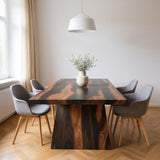 75" Brown Solid Wood Pedestal Base Dining Table