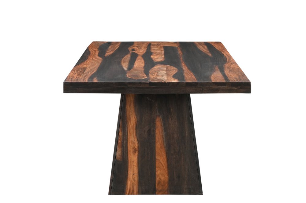 75" Brown Solid Wood Pedestal Base Dining Table