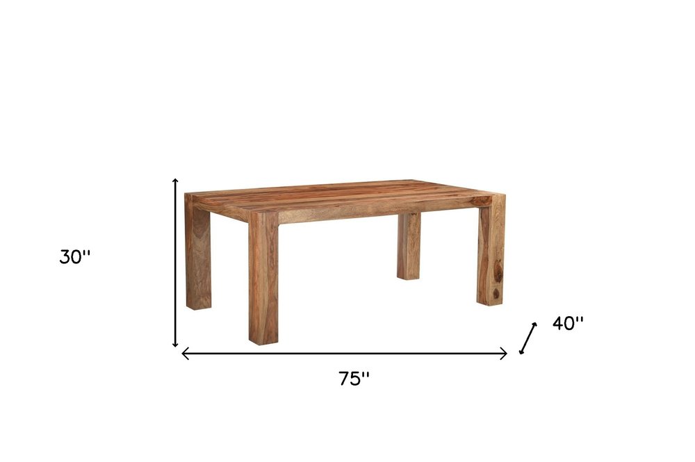 75" Brown Solid Wood Dining Table