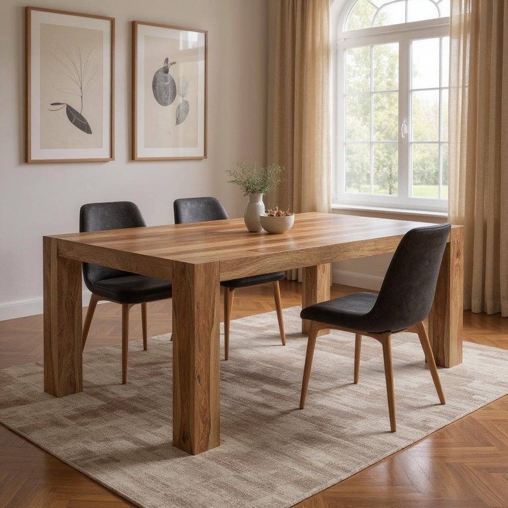 75" Brown Solid Wood Dining Table