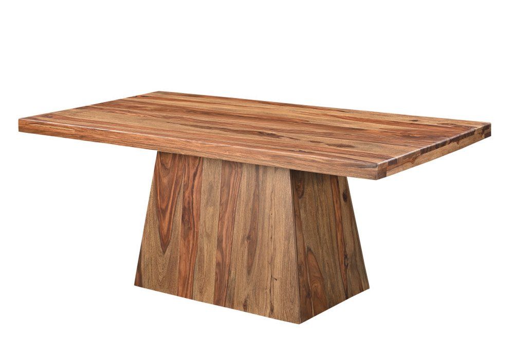75" Brown Wood Pedestal Base Dining Table