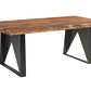 80" Brown and Black Solid Wood and Iron Live Edge Dining Table