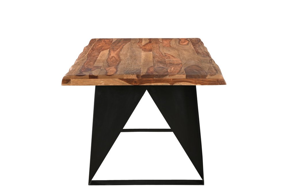 80" Brown and Black Solid Wood and Iron Live Edge Dining Table