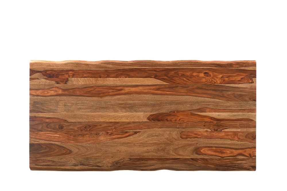 80" Brown and Black Solid Wood and Iron Live Edge Dining Table