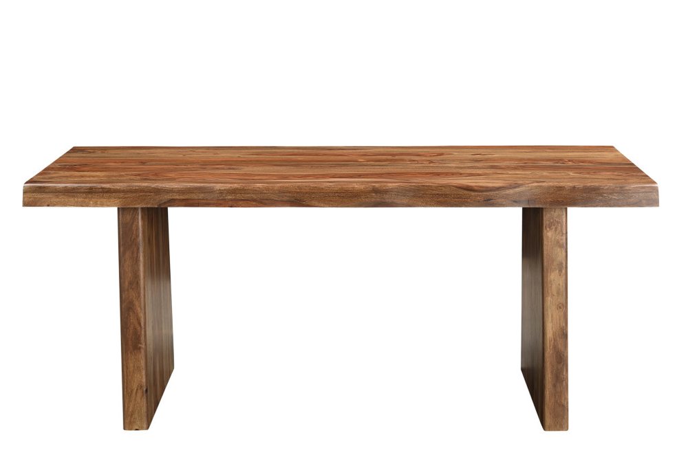 74" Brown Wood Double Pedestal Base Live Edge Dining Table