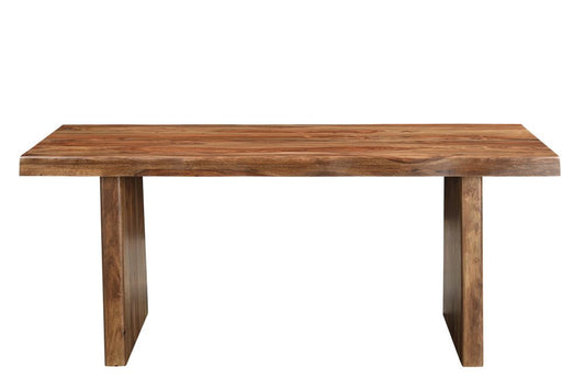 74" Brown Wood Double Pedestal Base Live Edge Dining Table