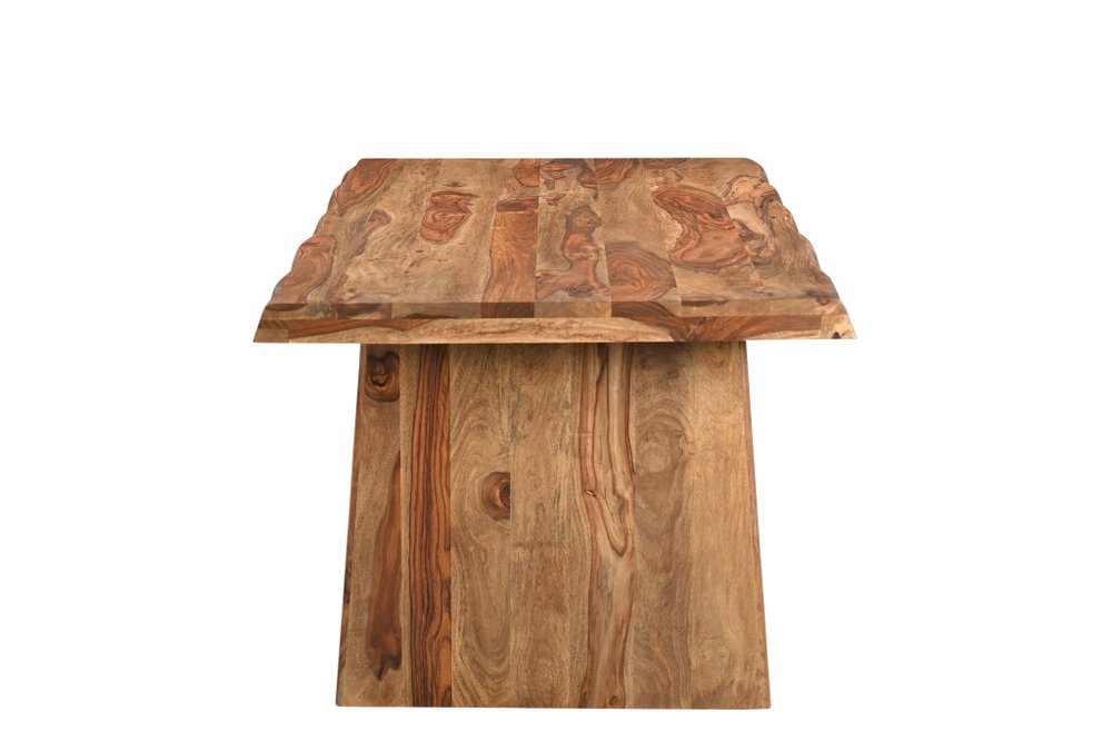 74" Brown Wood Double Pedestal Base Live Edge Dining Table
