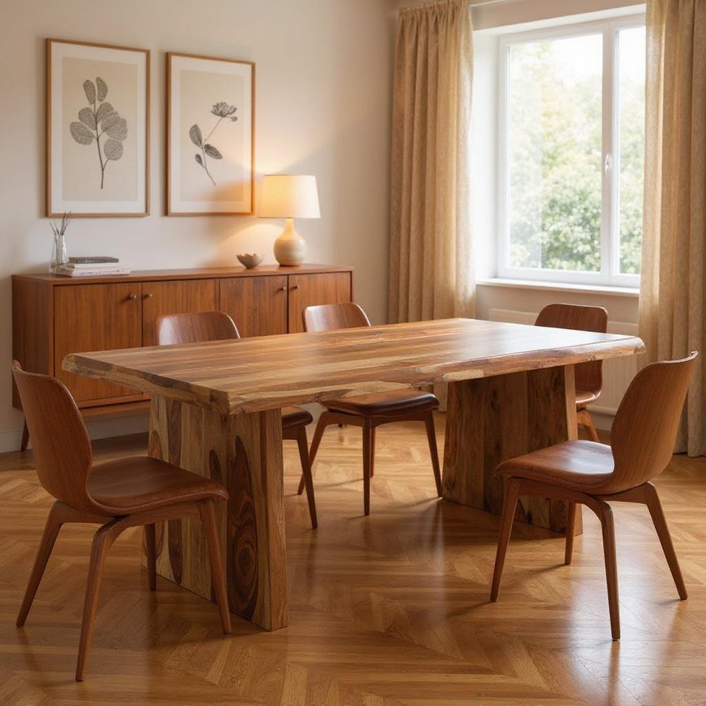 86" Brown Wood Double Pedestal Live Edge Dining Table