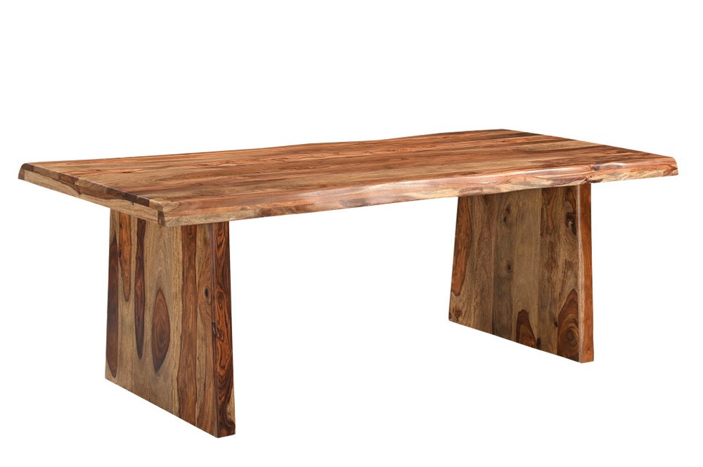 86" Brown Wood Double Pedestal Live Edge Dining Table