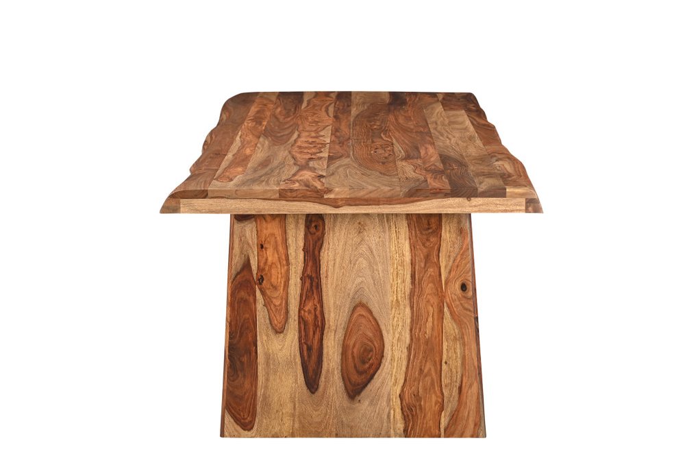 86" Brown Wood Double Pedestal Live Edge Dining Table