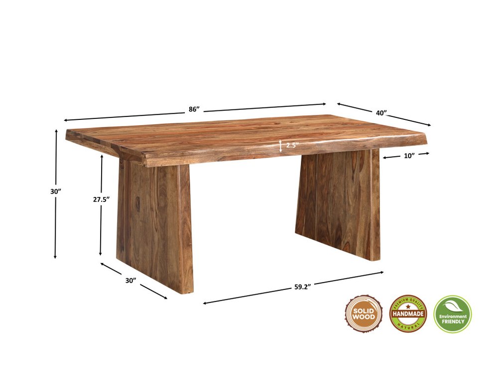 86" Brown Wood Double Pedestal Live Edge Dining Table