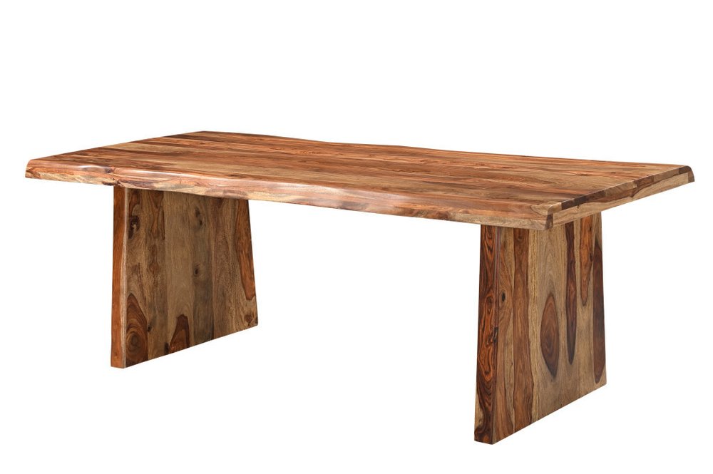 86" Brown Wood Double Pedestal Live Edge Dining Table