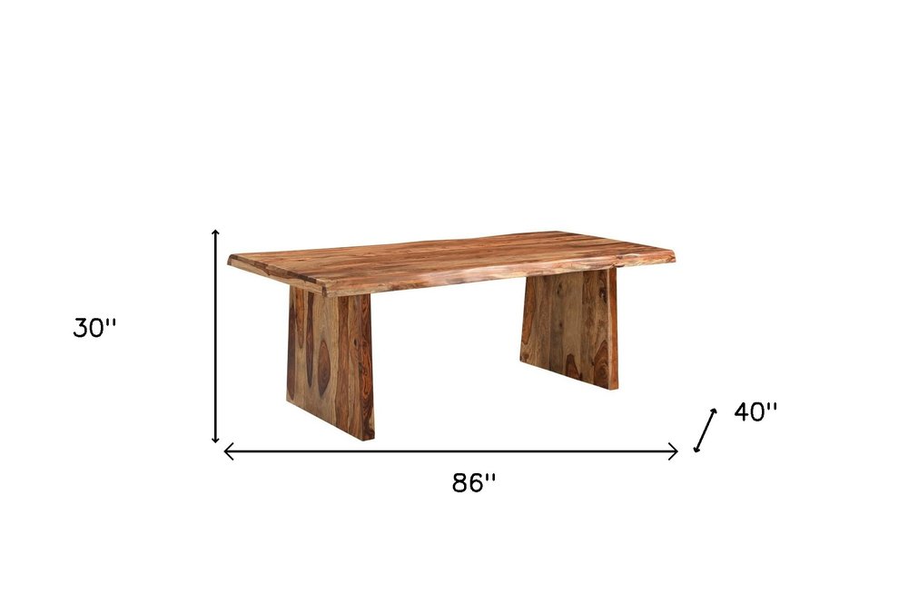 86" Brown Wood Double Pedestal Live Edge Dining Table