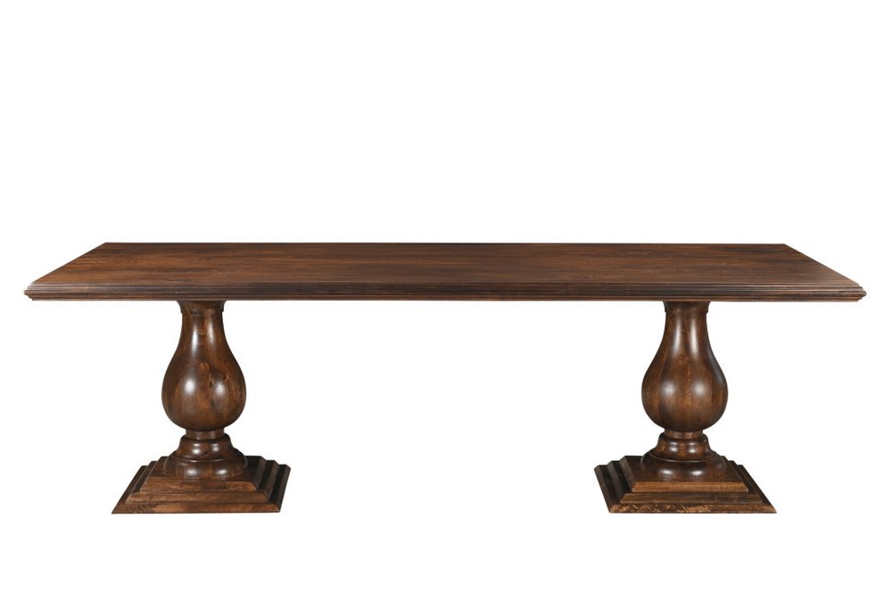 96" Dark Brown Wood Double Pedestal Base Dining Table