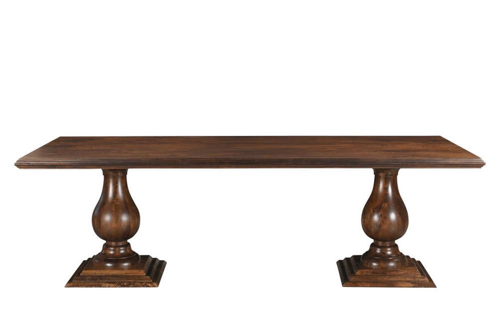 96" Dark Brown Wood Double Pedestal Base Dining Table