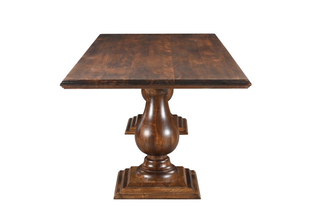 96" Dark Brown Wood Double Pedestal Base Dining Table