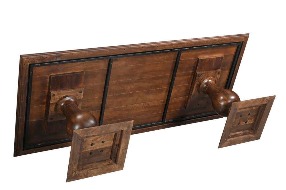 96" Dark Brown Wood Double Pedestal Base Dining Table